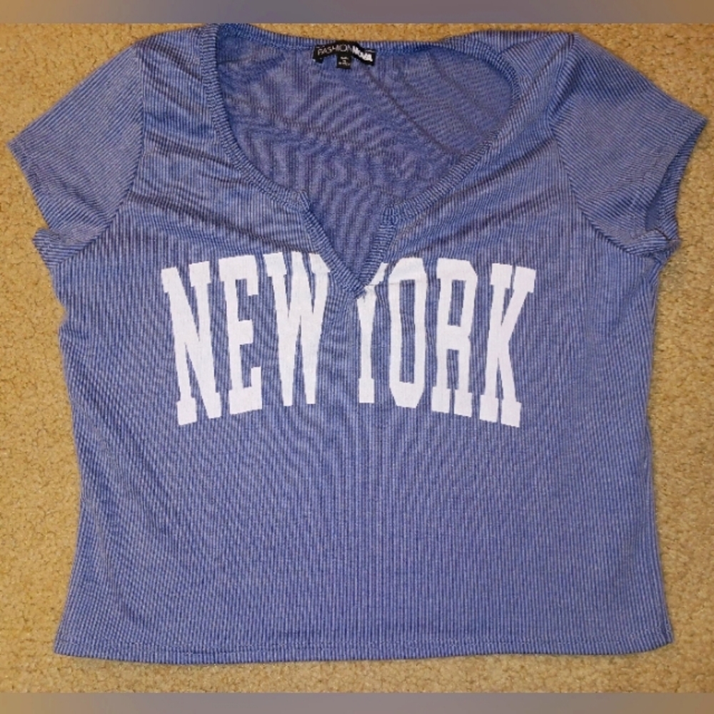 Blue New York Graphic Top Size XL NEW, UNWORN, Fashion Nova